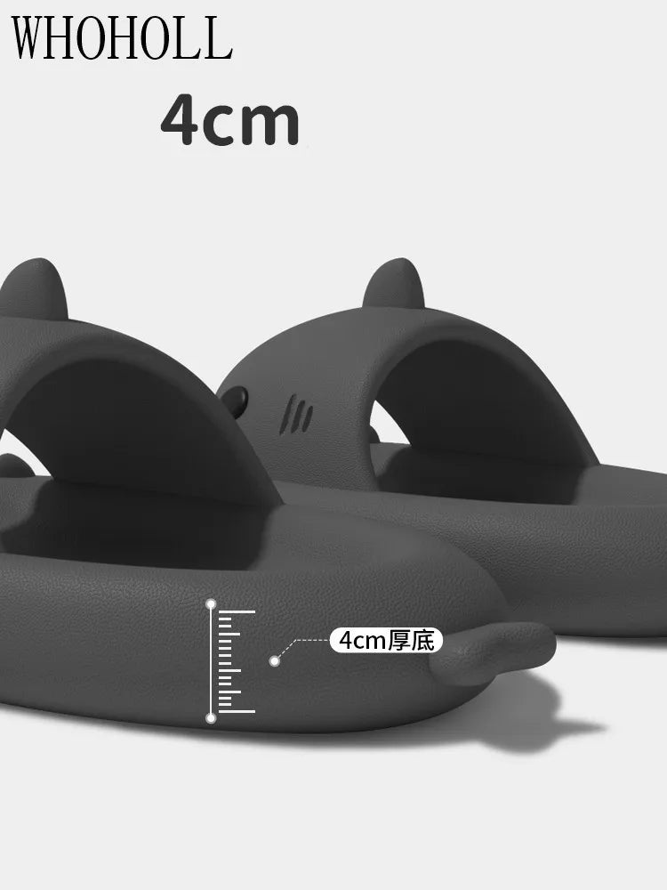 4cm Thick Sole Man Women Shark Slippers Size 46 47 2023 Summer Home Anti-skid Couple  Indoor Household Funny Slipper