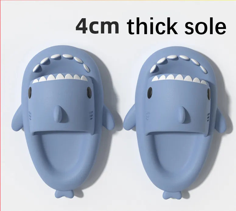 4cm Thick Sole Man Women Shark Slippers Size 46 47 2023 Summer Home Anti-skid Couple  Indoor Household Funny Slipper