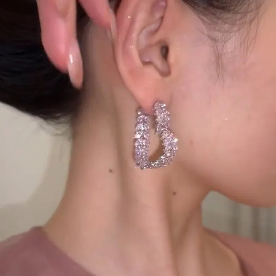 Boucles d'oreilles en zircon de luxe légères et parfumées de style français pour filles.