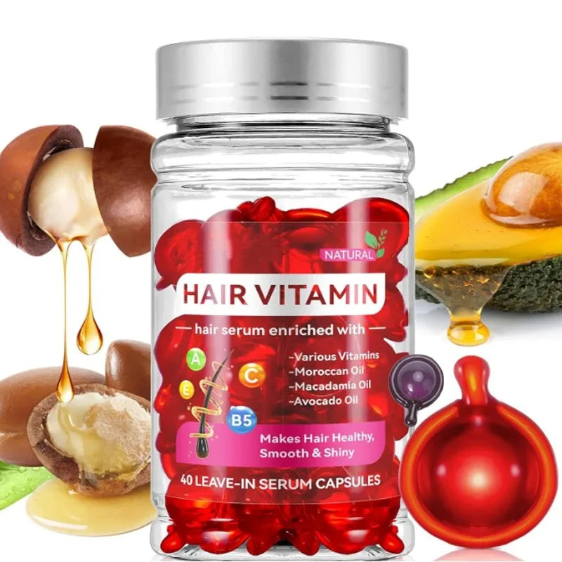 Moroccan Agam Vitamin Oil Hair Care Essence Damaged Nutrition Repair Hair Splitting Improvement Treatment Products 40 Capsules