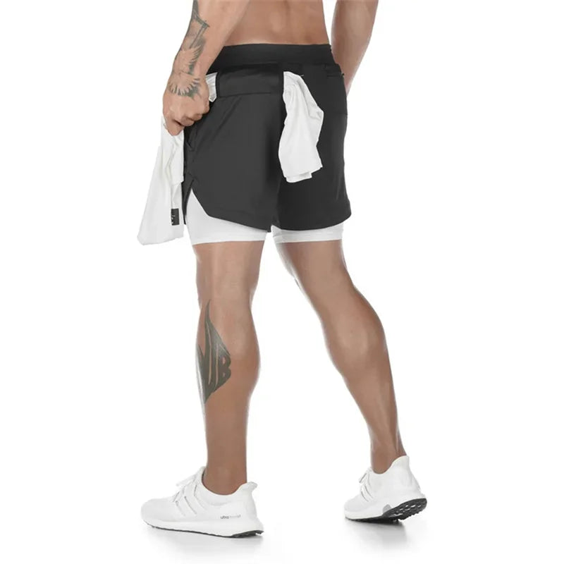 Y2K Skull Print Workout Shorts for Men – Quick-Drying, Double-Layer Fitness & Bodybuilding Gear