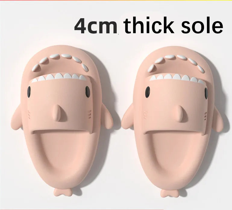4cm Thick Sole Man Women Shark Slippers Size 46 47 2023 Summer Home Anti-skid Couple  Indoor Household Funny Slipper