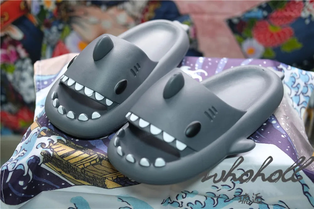 4cm Thick Sole Man Women Shark Slippers Size 46 47 2023 Summer Home Anti-skid Couple  Indoor Household Funny Slipper