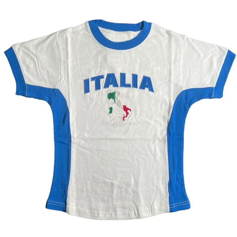 European and American T-shirts Harajuku fashion Embroidery crop tops gothic clothing tops women Minimalist Style T-shirt Top