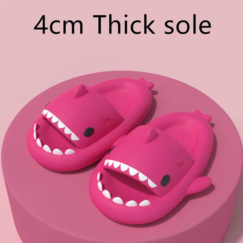 4cm Thick Sole Man Women Shark Slippers Size 46 47 2023 Summer Home Anti-skid Couple  Indoor Household Funny Slipper