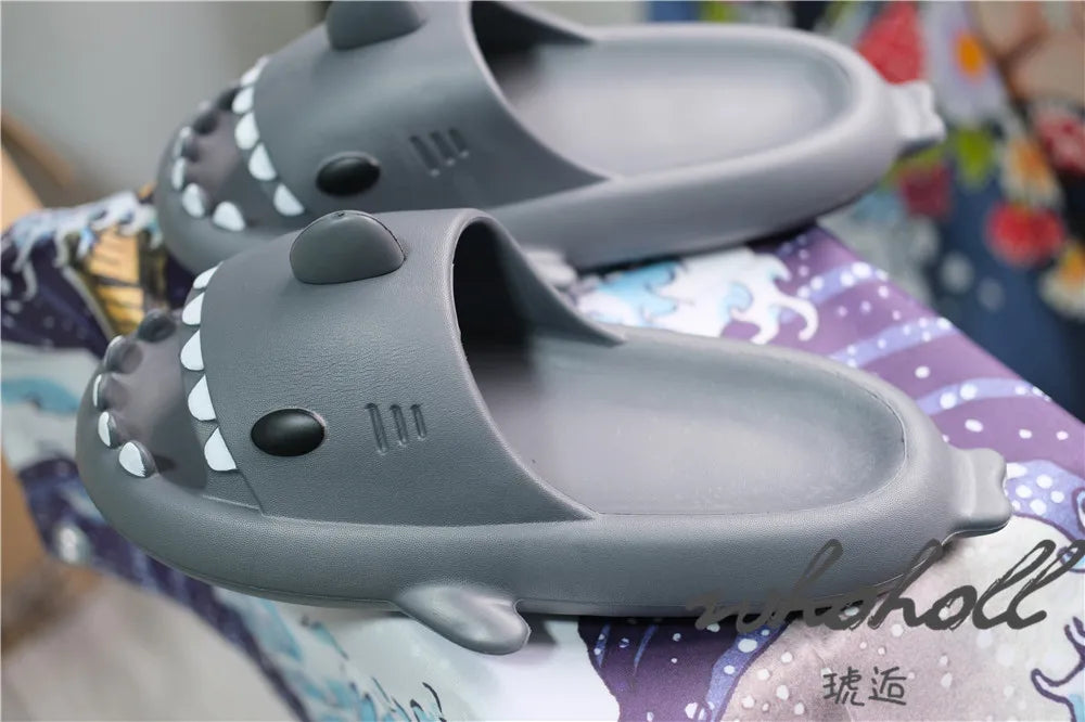 4cm Thick Sole Man Women Shark Slippers Size 46 47 2023 Summer Home Anti-skid Couple  Indoor Household Funny Slipper