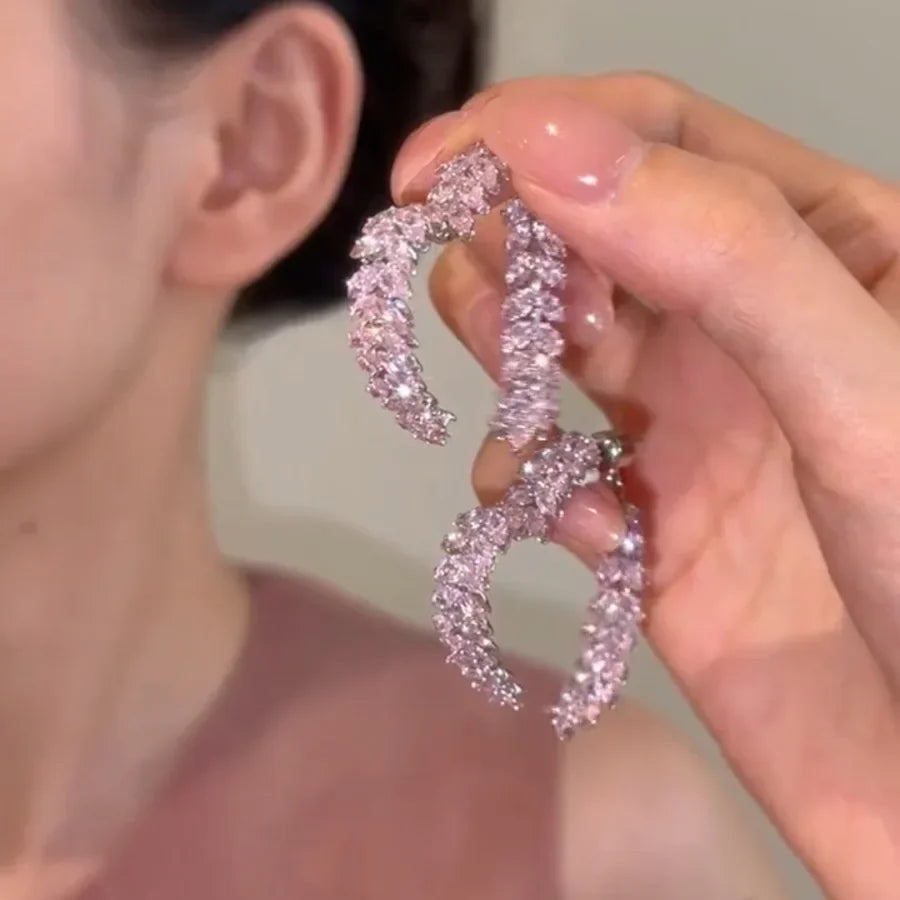 Boucles d'oreilles en zircon de luxe légères et parfumées de style français pour filles.