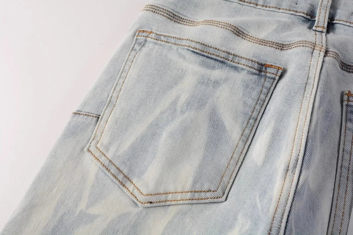 Spring and Autumn Fashion Trend Printed Straight-Leg Stretch Sports Jeans Men's Casual Slim Fit Comfortable High Quality Pants