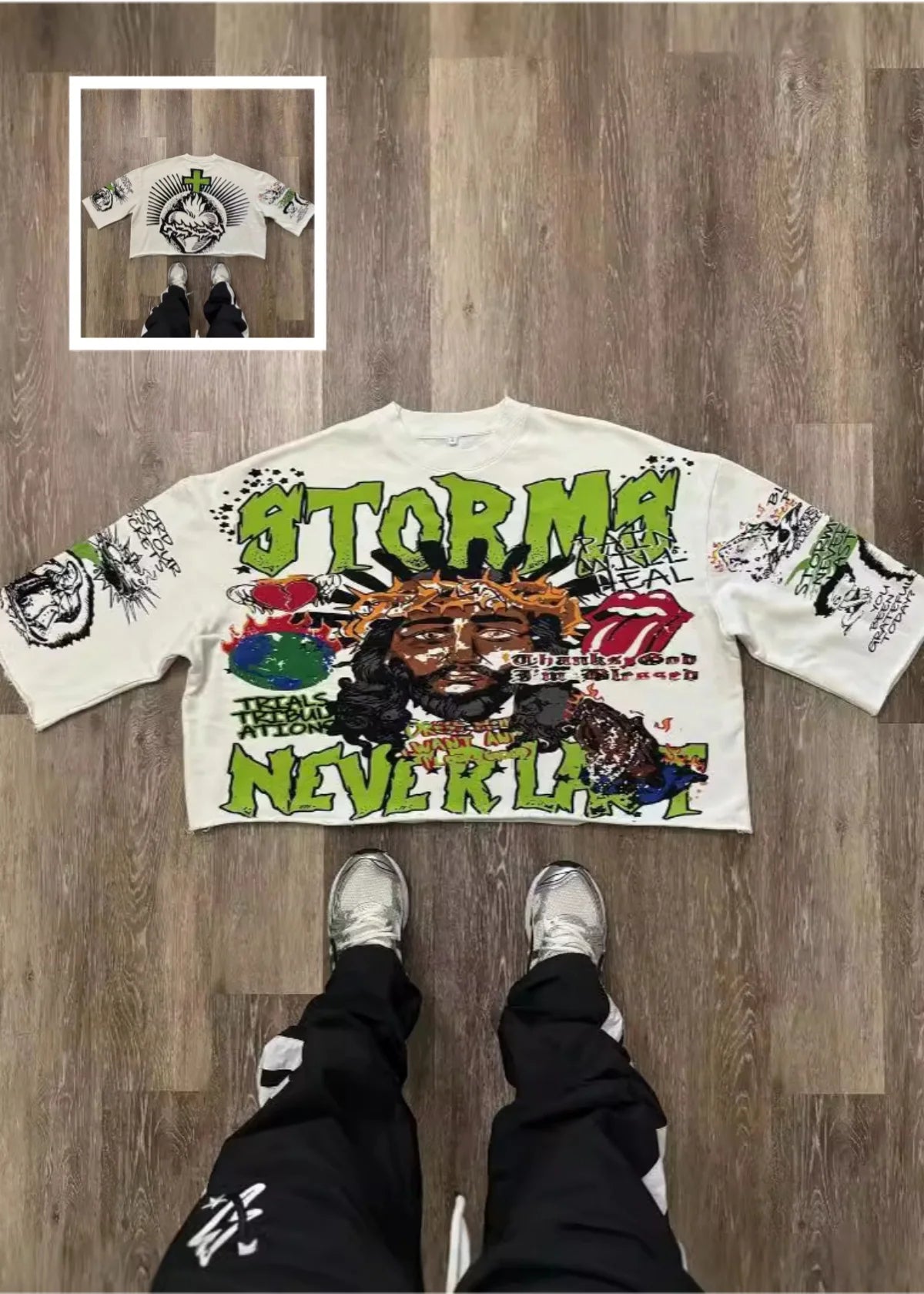 American Large-size Autumn Street Graffiti Printed Pattern Top The Same Loose Street Trend Clothing for Men and Women