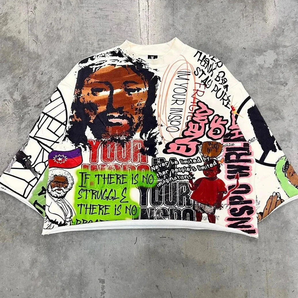 Y2K Half Sleeve T Shirt Men Women Hip Hop Punk Graffiti Graphic Print T-Shirt Oversized Loose Harajuku Gothic Streetwear Tee Top