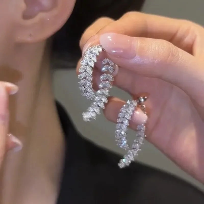Boucles d'oreilles en zircon de luxe légères et parfumées de style français pour filles.