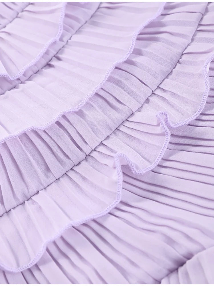 Sexy Halter Neck Pleated Ruffled Long Dress Women Pink Sleeveless Backless Lace-up Folds Slim Dresses Evening Party Gowns