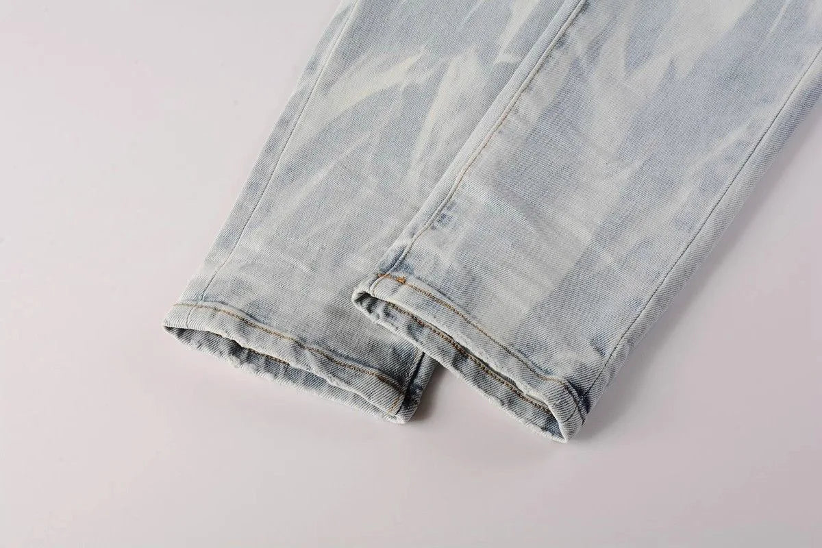 Spring and Autumn Fashion Trend Printed Straight-Leg Stretch Sports Jeans Men's Casual Slim Fit Comfortable High Quality Pants