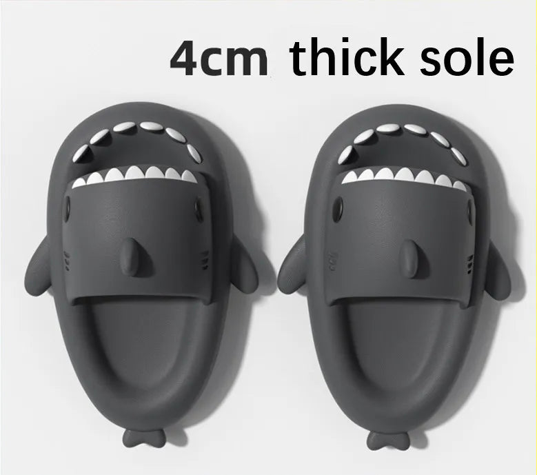 4cm Thick Sole Man Women Shark Slippers Size 46 47 2023 Summer Home Anti-skid Couple  Indoor Household Funny Slipper