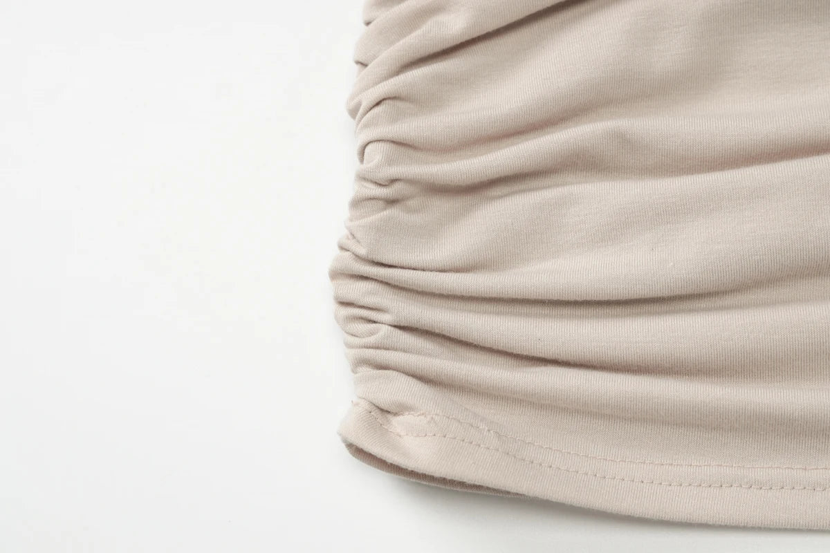 Dulzura Off Shoulder Long Sleeves Ruched Patchwork Mini Dress Women’S Sexy Elegant Casual Outfit Party Clubwear Spring Summer