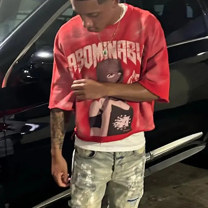 Y2K T Shirt Tops Harajuku Hip Hop Graphic Print Oversized TShirt Mens New Punk Rock Round Neck Cotton Short Sleeve Clothes