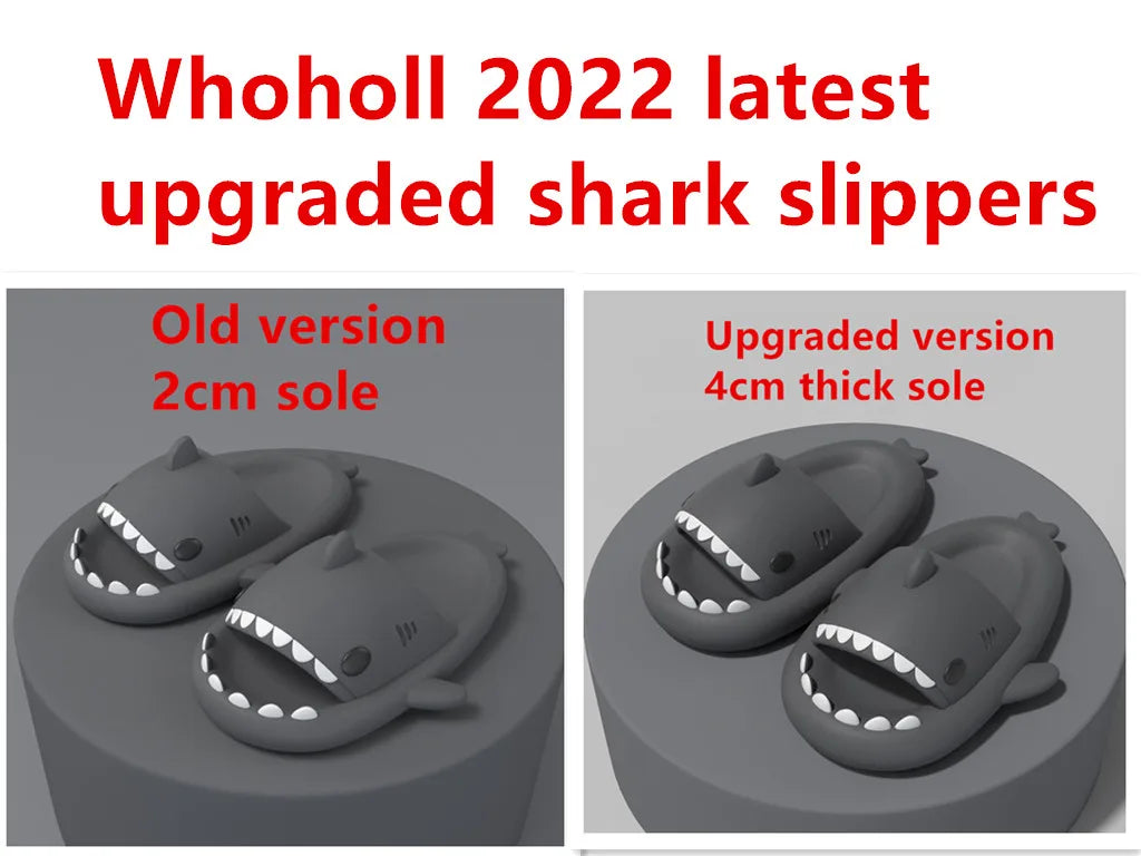 4cm Thick Sole Man Women Shark Slippers Size 46 47 2023 Summer Home Anti-skid Couple  Indoor Household Funny Slipper
