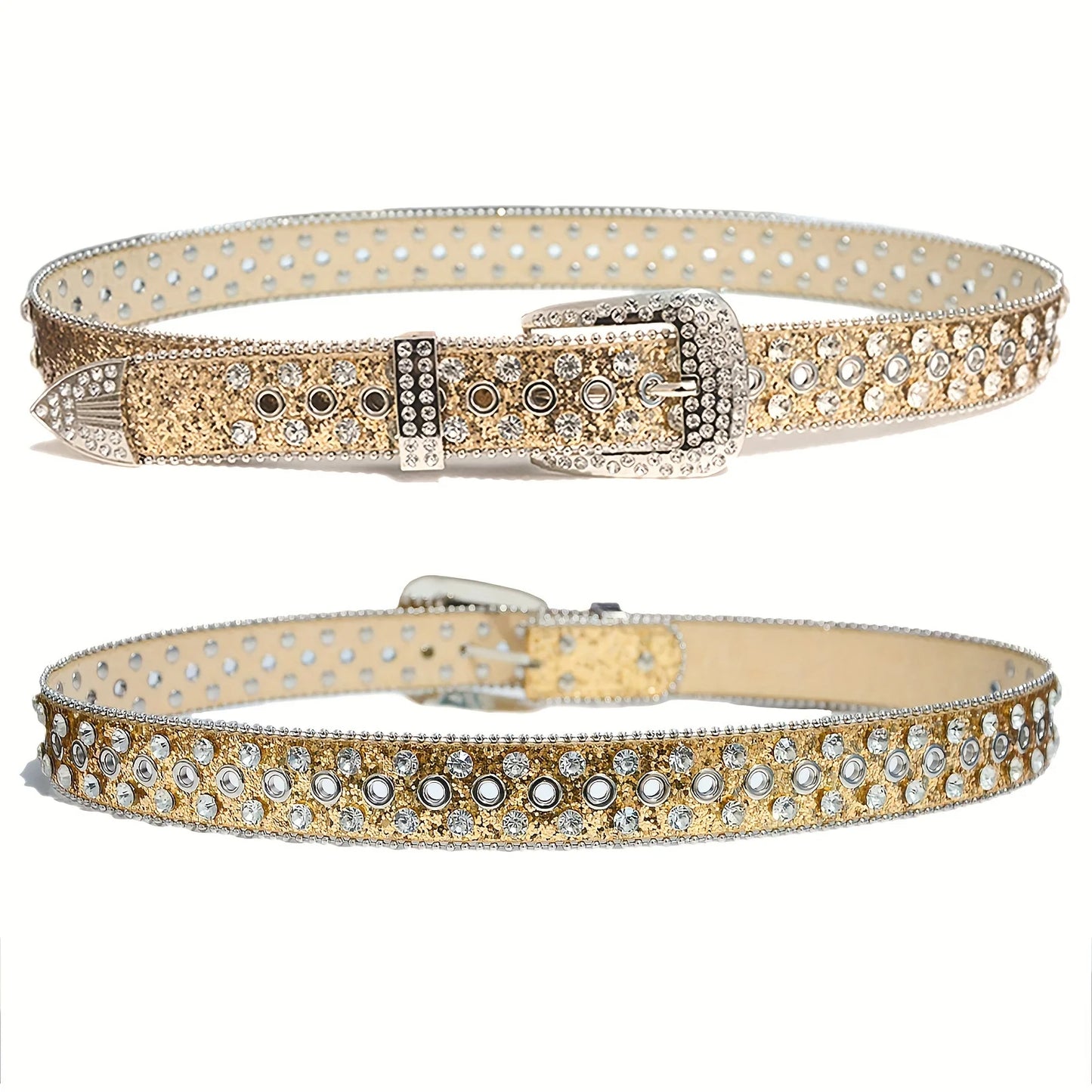 Hip Hop Rhinestone Y2K Belts Trendy Solid Color Sparkling PU Leather Belt Cowboy Cowgirl Jeans Pants Belt For Women Girls