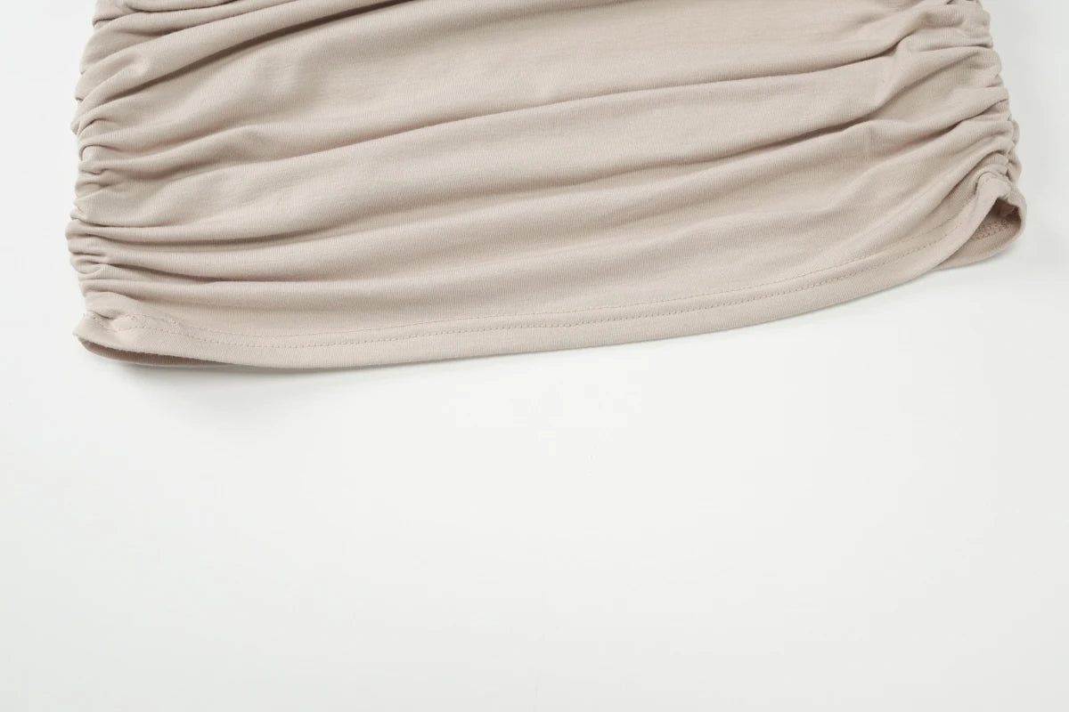 Dulzura Off Shoulder Long Sleeves Ruched Patchwork Mini Dress Women’S Sexy Elegant Casual Outfit Party Clubwear Spring Summer