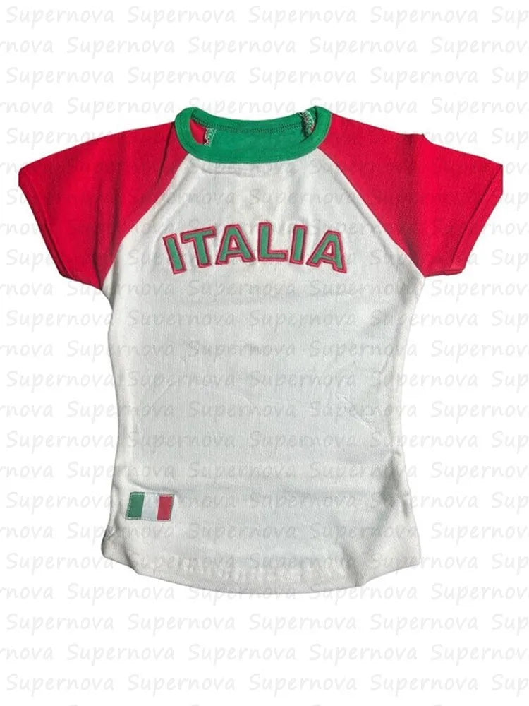 European and American T-shirts Harajuku fashion Embroidery crop tops gothic clothing tops women Minimalist Style T-shirt Top