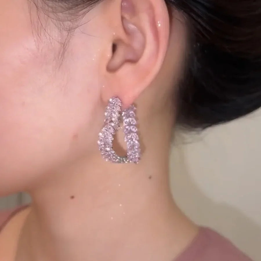 Boucles d'oreilles en zircon de luxe légères et parfumées de style français pour filles.