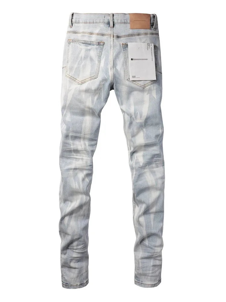 Spring and Autumn Fashion Trend Printed Straight-Leg Stretch Sports Jeans Men's Casual Slim Fit Comfortable High Quality Pants