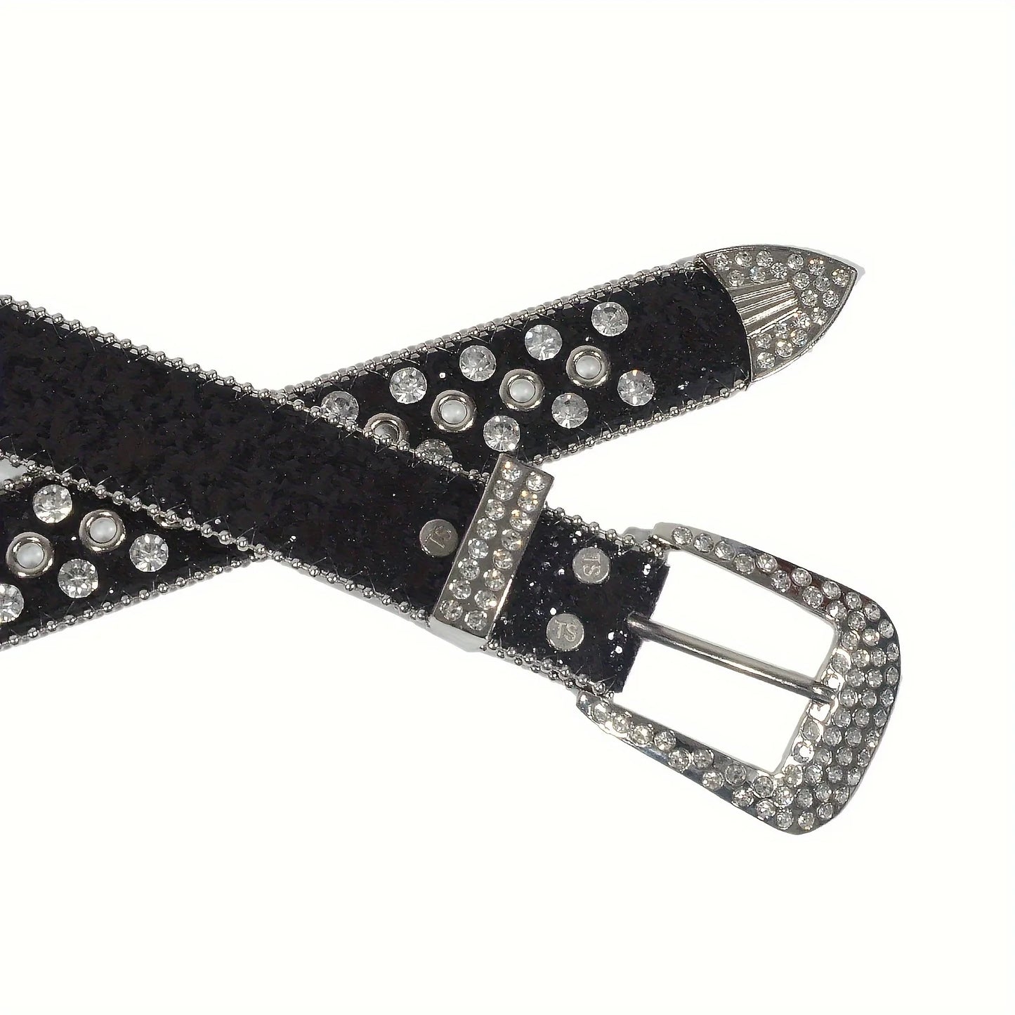 Hip Hop Rhinestone Y2K Belts Trendy Solid Color Sparkling PU Leather Belt Cowboy Cowgirl Jeans Pants Belt For Women Girls