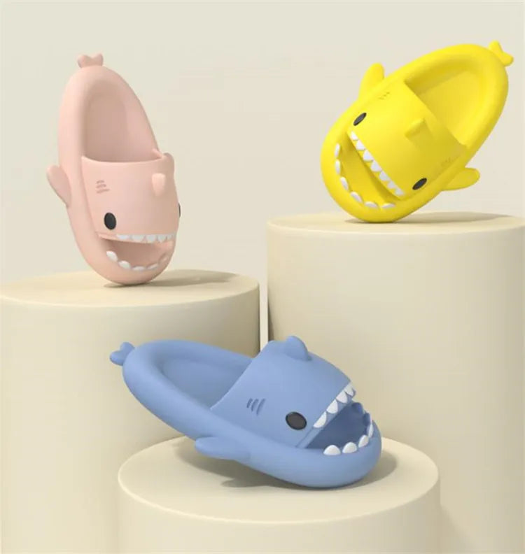 4cm Thick Sole Man Women Shark Slippers Size 46 47 2023 Summer Home Anti-skid Couple  Indoor Household Funny Slipper