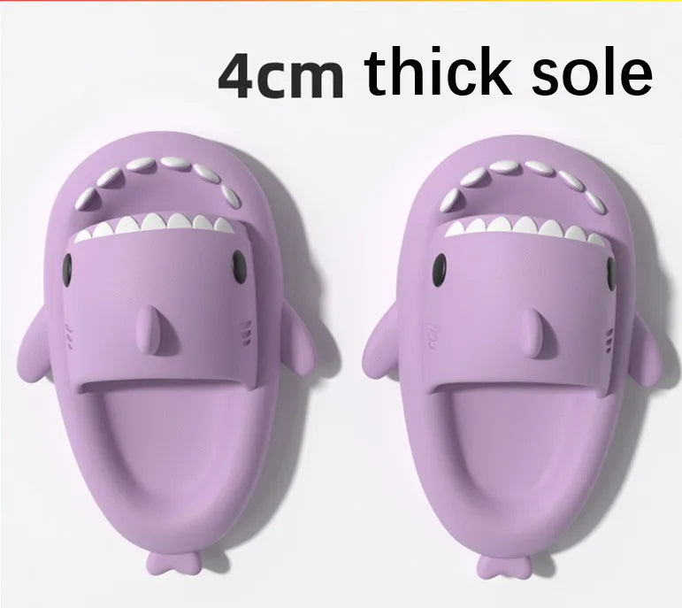 4cm Thick Sole Man Women Shark Slippers Size 46 47 2023 Summer Home Anti-skid Couple  Indoor Household Funny Slipper