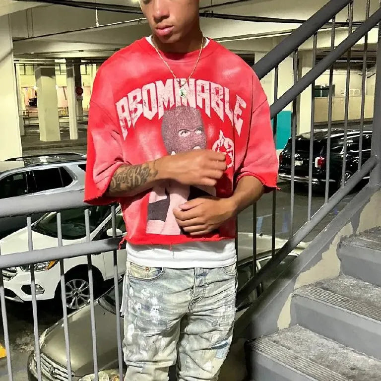 Y2K T Shirt Tops Harajuku Hip Hop Graphic Print Oversized TShirt Mens New Punk Rock Round Neck Cotton Short Sleeve Clothes