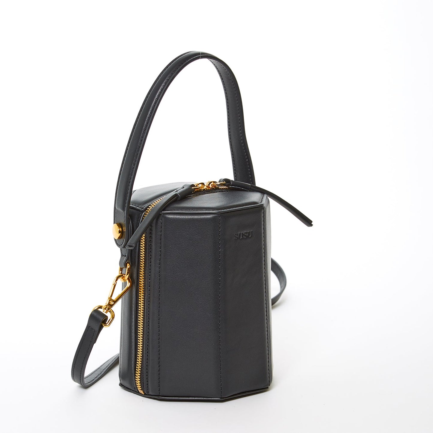 Black Purse Leather Bucket Bag Small Crossbody Purse Women's Handbag